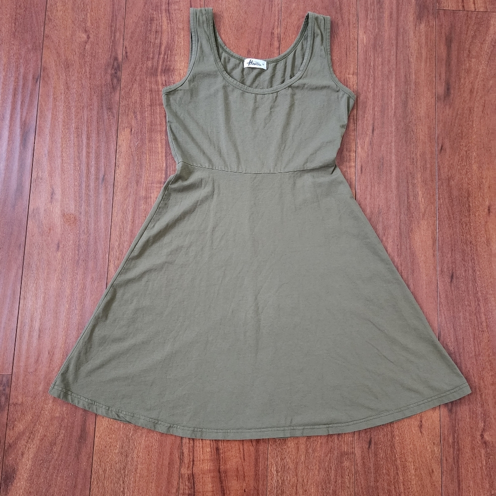 HEROU SUMMER SLIM SLEEVELESS SCOOP NECK A-LINE FLARE SUMMER DRESS
